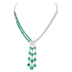 Check out this item from 1stdibs! 22.28 Carat Zambian Emerald 18 Karat White Gold Diamond Necklace: https://www.1stdibs.com/id-j_21674382 Formal White Gold Emerald Necklace With Jewels, Luxury Emerald Necklace With Jewels For Formal Occasions, Luxury Emerald Necklace With Jewels For Formal Events, Luxury Emerald Necklace For Formal Events, Luxury Emerald Pendant Necklace For Formal Occasions, Formal Emerald Necklaces With Diamond Cut, Luxury Hand Set Emerald Necklaces, Luxury Emerald Diamond Necklace, Luxury White Gold Emerald Diamond Necklace