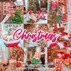 a collage of christmas photos with the words christmas on it and images of holiday trees