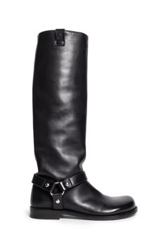 CAMPO BIKER HIGH BOOT Loewe Shoes, Black Boots Women, Motorcycle Boots, High Boots, Calf Leather, Accessories Design, Tank Shirt, Black Boots, Calf Skin