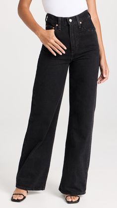 Discover the latest apparel, activewear, shoes & accessories from established and emerging designers. Enjoy free two-day shipping and free returns. How To Style Wide Leg Jeans, Style Wide Leg Jeans, Black Wide Leg Jeans, Levi's Ribcage, Levis Outfit, Rosie Posie, Levis Ribcage, Basic Outfits, Wide Leg Denim