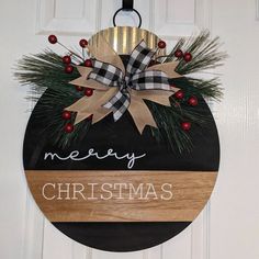 a christmas ornament hanging on the front door