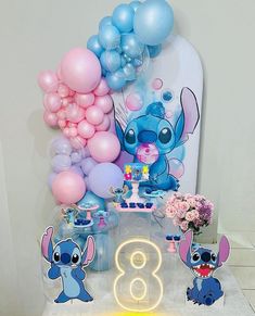 Stitch Birthday Party Girl, Birthday Party Stitch, Stitch Girl Birthday Party, Stitch Birthday Party Ideas Decoration, Stitch Decorations Party, Cumple De Stitch Ideas, Stitch Birthday Decorations, Stitch Bday Party, Stitch Themed Birthday Party