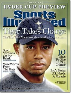 the front cover of sports illustrated magazine featuring tiger woods on the cover and in his cap