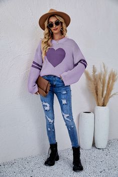 Get cozy and cute with our Heart To Heart Pullover Knit Sweater. This playful sweater features a heart design, making it perfect for spreading love and warmth. Stay stylish and comfortable with this unique and quirky addition to your wardrobe. Add some heart to your look today! Size Guide: Model is 5’62” tall, and has a 32.6” bust, 24.2”waist, & 35.9” hips. She is wearing a S / US 4 / AU 8. This top is true to size. Feature: Mock Neckline. Drop shoulders. Long Sleeves. Soft Knit Fabric. Front he Love Sweater, Have A Baby, Knitted Pullover Sweaters, Belleza Natural, White Beige, Winter Looks, Outfit Casual, Women Pullover, Casual Outfit