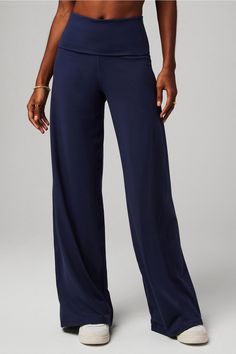 PureLuxe Foldover Pant Fabletics blue female Activewear >> Womens >> Bottoms >> Pants & Joggers >> Yoga Pants PureLuxe Lite regular Everyday/Yoga and Studio 4-Way Stretch/Moisture-Wicking/UPF Protection Honeymoon Wardrobe, Everyday Yoga, Female Activewear, Dance Pants, Sports Trousers, Band Memes, Stretch Pants, Yoga Clothes, Active Wear For Women