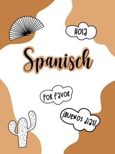 spanish phrases with cactus and fan in the background