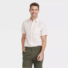 Men's Short Sleeve Slim Fit Button-down Shirt - Goodfellow & Co™ : Target Relaxed Fit Short Sleeve Shirt For Business Casual Summer, Summer Business Casual Short Sleeve Shirt With Relaxed Fit, Summer Business Casual Relaxed Fit Short Sleeve Shirt, Cotton Short Sleeve Shirt For Business Casual, Relaxed Fit Cotton Short Sleeve Shirt For Business Casual, Spring Short Sleeve Shirt With Rolled Sleeves, Spring Cotton Shirt With Rolled Sleeves, Summer Business Casual Cotton Short Sleeve Shirt, Cotton Short Sleeve Button-up Shirt With Rolled Sleeves