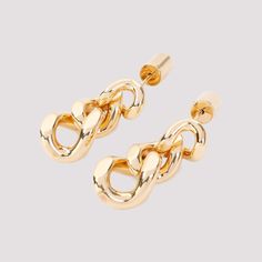 Jil Sander DW5 Gold Eco-brass Earrings. Golden-tone eco brass, three-size chain design, secure back lock closure. Jil Sander Shoes, Earrings Golden, German Fashion, Gucci Designer, Gold Models, Ring Watch, Chain Design, Pendant Rings, Brass Earrings