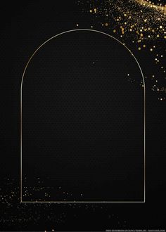 a black background with gold glitter and an arch