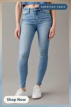 Next Level Stretch/Our softest, stretchiest, never-loses-its-shape denim/Super soft, super comfortable, super you!/Won't bag out. Ever./Light wash/Flattering V-rise waistband Casual Denim Blue Bottoms, Versatile Stretch Bottoms For Everyday Use, Casual Stretch Bottoms For Everyday Use, Denim Bottoms For Everyday Spring Use, Spring Denim Bottoms For Everyday Use, Everyday High Waist Medium Wash Jeggings, Trendy Light Wash Jeggings For Everyday, High Rise Bottoms For Everyday, Versatile High Rise Jeggings For Everyday