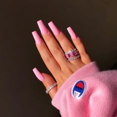 Nails Pink Matte, Pink Nail Matte, Matte Dark Pink Nails, Light Pink Matte Acrylic Nails, Barbie Pink Matte Nails, Matte Pink Nails, Baby Pink Nails, White Acrylic Nails, Nail Arts