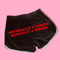 Physically A Virgin Shorts | Cute Dolphin Shorts | Y2K Shorts | Cute Shorts | Funny Shorts | Y2K Shorts | Lounge Shorts | Comfy Shorts to Lounge in! Actual item may be lighter/darker than pictured. M A T E R I A L S - 95% Cotton / 5% Spandex - Available In Sizes S-L S I Z I N G - Size chart is available on our listing photos. S H I P P I N G  &  P R O D U C T I O N  T I M E - Production Time is 2-3 Business Days. (May be delayed during the Holiday Season) - Shipping Time is 2-5 Business Days. (May be delayed during the Holiday Season) - If you need it expedited, please contact us. C A R E  I N S T R U C T I O N S - Wash inside out in cold water - Hang Dry, or Dry on Low Temp - Do not bleach , avoid ironing directly onto the design and dry cleaning. How To Style Shorts, Y2k Items, Funny Products, Grunge Shorts, How To Have Style, Cute Dolphin, Silly Clothes, Funky Shirts, Silly Shirt