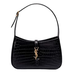 Expertly crafted from crocodile embossed leather, the Saint Laurent YSL Cocco Print Black Hobo Bag exudes timeless French sophistication. The structured shape and polished Gold Tonetone hardware add a touch of elegance, while the spacious interior can easily fit all your daily necessities. Complete with the iconic YSL monogram, this bag is perfect for everyday use.  Measurements: 9"L x 2.5"W x 6.25"H Interior Pockets: One zip pocket Handles: Single flat leather shoulder strap Handle Drop: 8" adjustable Closure/Opening: Open top with middle flap tab Interior Lining: Suede lining Hardware: Gold Tonetone Model Number: 657228