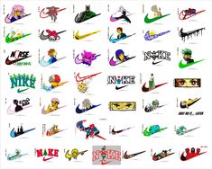 an image of many different logos on a white background with the words nike above them