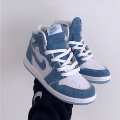 New With Box Nike Light Blue High-top Sneakers Casual, Nike Light Blue Casual High-top Sneakers, Nike High-top Sneakers In Light Blue Casual Style, Nike Casual High-top Sneakers In Light Blue, Casual Nike High-top Sneakers In Light Blue, Casual Light Blue High-top Jordan Shoes, Cute Shoes Nike, Shoes Upcycle, Jordan 1 Colors