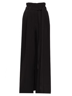 The Amorusso Pants are a high-rise, wide leg trousers, crafted from a cotton blend. The pants offer a flattering fit around the waist and hips. They come with a long detachable waist belt. Elegant Full Length Belted Wide Leg Pants, Chic Wide-leg Pants With Belt Loops, Chic Wide-leg Dress Pants With Belt Loops, Elegant Wide Leg Pants With Belted Cuffs, Elegant High Waist Belted Wide Leg Pants, Formal Wide Leg Pants With Belt Loops, Chic High-waisted Tie Waist Pants, Chic High-waisted Pants With Tie Waist, Formal Trousers With Belt