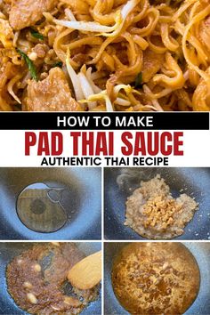 Close-up of chicken pad Thai and step-by-step instructions. Pad Thai Sauce Recipe Easy, Pad Thai Sauce Recipe, Thai Sauce Recipe, Asian Sauces, Coleslaw Recipe Easy, Pad Thai Sauce, Thai Sauce