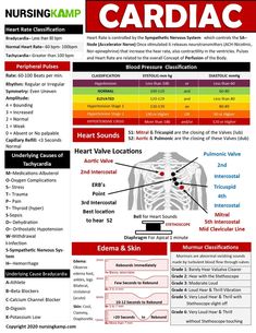 the cardiac poster is shown in red, yellow and green with instructions to use it