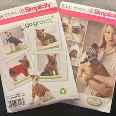 two magazine covers with dogs in sweaters on them