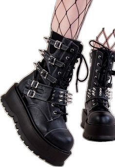 SLACKER-165 Vegan Leather Ankle Boots-Demonia-Tragic Beautiful Demonia Boots, Boots With Buckles, Leather Platform Boots, Demonia Shoes, Patent Heels, Black Vegan, Platform Boots, Black Faux Leather, Leather Ankle Boots