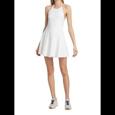 Atm Anthony Thomas Melillo Pima Cotton Halter Tennis Dress W/Shorts/Romper White Size M - Nwot Crafted Of Pima Cotton, Atm Anthony Thomas Melillo's Halter Tennis Dress Flaunts A Flared Skirt For Effortless Movement. Halter Neck, Sleeveless, Necktie, Pima Cotton/Spandex, Machine Wash, Imported. Msrp $275.00 Nwot - Shelf Pull, Tags Removed By Store, Inside Designer Tag Ripped During Process But Still Attached. Brand New Without Tags From Reputable Wholesaler. Due To Storage And Shipping This Item Sleeveless Summer Dress With Built-in Shorts, Stretch Mini Dress With Built-in Shorts, Summer Daywear Fitted Skort, Fitted Short Length Skort For Daywear, White Tennis Dress With Built-in Shorts For Summer, Casual White Tennis Dress With Built-in Shorts, Fitted Summer Mini Shorts, Fitted Summer Shorts Mini Length, Fitted Mini Length Summer Shorts