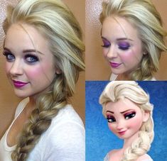 Elsa makeup Elsa Frozen Hair, Elsa Hairstyle, Frozen Costumes, Elsa Hair