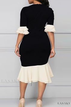 Lasaky - Sophisticated Bandage Patchwork Irregular Dress with O Neck Design for Plus Size Women Spaghetti Strap Maxi Dress, Sling Dress, Home Dress, Stylish Plus, Plus Size Dress, Wholesale Fashion, Dance Wear, Neck Designs, Plus Size Dresses