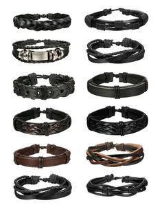 AFFORDABLE BRACELET SET: 1 Order Include 12Pcs Leather Wrap Bracelets In Different Styles,Muti-style Give You Mutiply Wearing Chioce Everyday,Reasonable Price That Reserve To Purchase HIGH QUALITY MATERIAL: Fine Handcraft,Made of Soft Braided Leather Material,Brown and Black Leather Bracelet Built,Never Out Of Style;Comfortable Wear Feeling,Long Time to Use PUNK & VINTAGE APPEARANCE: Black Leather Bracelets and Brown Bracelets In Vintage Style,You Can Wear It Together Or Separately;Trendy and Classic,Suit For Women And Mens;Go Well With Your Any Outfit,Show Your Personality Every Moment CONVENIENT LENGTH: 7-8.5 Inches Adjustable Cuff Bracelet,Using Adjustable Knot,Flexible and Considerate Design;Convenient And Easier To Wear.Suit For All Wrists AFTER-SALE SERVICE: 90-Day Guarantee or Excha Leather Bracelets For Men, Pet Memorial Necklace, Leather Bracelet For Men, Cuff Bracelets Handmade, Brown Bracelet, Urn Jewelry, Black Leather Bracelet, Wooden Bracelet, Men's Bracelets