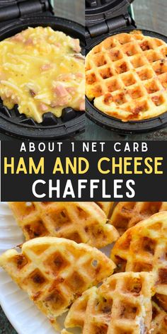 These Ham and Cheese Chaffles require just 5 ingredients and are about 1 net carb each! This is the perfect easy keto breakfast or snack recipe! Cheese Chaffles, Easy Keto Breakfast, Keto Diet List