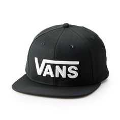 Finish off your look with a touch of classic skater dude coolness with this men's Vans logo snapback cap. Dimensions: 8.5 in. x 7 in. x 2 in. 22.25-in. inner circumference Embroidered logo graphic on front Snapback closure 2-in. flat brim Imported Spot clean Cotton Size: One Size. Color: Black. Gender: male. Age Group: adult. Classic Black Baseball Cap With Flat Crown, Black Snapback Hat With Adjustable Fit And Flat Bill, Black Adjustable Fit Snapback Hat With Flat Bill, Black Adjustable Fit Flat Bill Snapback Hat, Adjustable Flat Bill Snapback Hat Hip Hop Style, Casual Sports Fitted Hat With Flat Crown, Casual Fitted Hat With Flat Crown For Sports, Classic Snapback Baseball Cap, Classic Sports Snapback Hat With Flat Brim