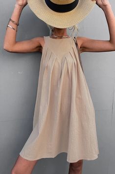 Round Neck Dress, Round Neck Dresses, Wholesale Dress, Loose Dress, Boho Women, Beach Dress, Dress Backs, Summer Dresses For Women, Pleated Dress