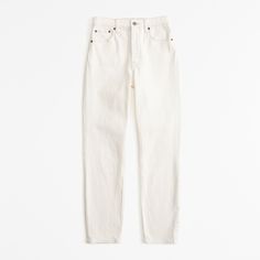 Our classic high rise mom jeans in a cream wash with a clean hem. This fit features a 10.5” high rise, is form fitting at the waist with a slightly relaxed and tapered leg shape, which hits at ankle length. This jean is made from our All-Day Comfort Stretch fabric which features built-in stretch for superior comfort and fit. White Tapered Leg Cropped Jeans, White Relaxed Fit Cropped Jeans With Tapered Leg, White Cropped Jeans With Relaxed Fit, Everyday White Cropped Leg Jeans, Spring High Rise Tapered Cropped Jeans, High Rise Tapered Cropped Jeans For Spring, White Cropped Leg Jeans For Everyday, White Relaxed Fit Cropped Jeans For Everyday, White Straight Leg Cropped Jeans For Everyday