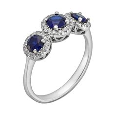 The Regal Collection 14k White Gold Genuine Sapphire and 1/5-ct. T.W. IGL Certified Diamond 3-Stone Frame Ring | Kohls Elegant Three Stone Birthstone Ring For Formal Occasions, Luxury Three Stone Jewelry For Formal Occasions, Luxury Three Stone Formal Jewelry, Luxury Formal Three Stone Jewelry, Luxury Three Stone Sapphire Promise Ring, Luxury Three-stone Sapphire Promise Ring, Elegant Three-stone Diamond Birthstone Ring, Elegant Three Stone Diamond Birthstone Ring, Elegant Three Stone Sapphire Ring For Wedding