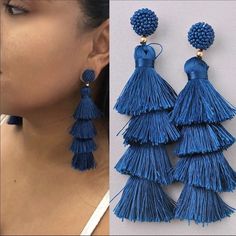 ”Rita” Blue Stud Tassel Earrings Shimmy In These Playful, On-Trend Tassel Earrings. Complete Your Look With Of-The-Moment Extras Like An Off-The-Shoulder Shirt Or Feminine Frills. Pro Tip: Because No One Likes Bent Strands, We Suggest Storing These On A Jewelry Stand And Wrapping For Travel. Blue Tassel Dangle Earrings For Summer, Blue Dangle Tassel Earrings With Fringe, Blue Summer Tassel Dangle Earrings, Blue Tassel Earrings For Summer Beach, Blue Bohemian Tassel Earrings For Summer, Bohemian Blue Tassel Earrings For Summer, Adjustable Blue Tassel Earrings For Parties, Blue Fringe Earrings For Party, Trendy Blue Fringe Jewelry