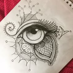 a drawing of an eye with intricate details