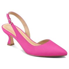 Pennysue Women's Pumps Slingback Kitten Heels are a stylish and elegant choice for a wedding party or dressy occasion. These shoes feature a pointed toe design and a kitten heel, which provides a comfortable yet sophisticated look. The slingback style adds a touch of femininity and ensures a secure fit. Size: 7.5.  Color: Pink.  Gender: female.  Age Group: adult. Spring Wedding Guest Heels With 4-inch Heel, Spring High Heel Shoes For Wedding Guest, Chic Kitten Heels For Spring Party, Chic Summer Kitten Heels For Wedding, Chic Spring Kitten Heels For Party, Chic Spring Party Kitten Heels, Spring Party Kitten Heels, Chic Summer Wedding Kitten Heels, Spring Wedding Guest Heels With Open Heel