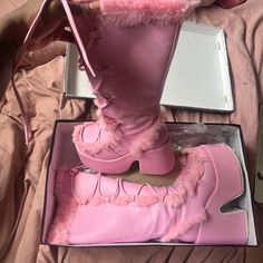 Worn Once At Rave. Signs Of Wear On Bottom Of Shoe From Going Outside Yru Shoes Monster High, Rave Shoes, Demonia Shoes, Going Outside, Bottom Of Shoe, Shoes Pink, Go Outside, Lace Up Boots, Christmas List