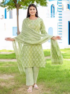 Cotton Kurta Jaipuri print with Rayon bottom and dupatta Pista Green Straight Kurta Anarkali Set For Spring, Pista Green Chanderi Anarkali Set For Spring, Spring Pista Green Chanderi Anarkali Set, Traditional Cotton Wear With Sheer Dupatta For Spring, Spring Chanderi Sharara With Printed Motifs, Semi-stitched Pista Green Sharara With Printed Motifs, Pista Green Printed Sharara Semi-stitched, Spring Mulmul Sharara With Dupatta, Pista Green Sharara With Printed Motifs For Festivals