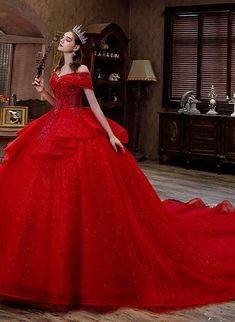 Red Tulle Sweetheart Ball Gown Beaded Long Formal Dress Elegant Red Tulle Quinceanera Dress, Red Princess Dress With Fitted Bodice, Red Tulle Evening Dress For Quinceanera, Red Tulle Quinceanera Dress For Wedding, Red Tulle Quinceanera Dress For Debutante Ball, Red Tulle Gown For Quinceanera, Red Quinceanera Dress With Tulle And Sweetheart Neckline, Red Tulle Quinceanera Dress For Party, Red Tulle Floor-length Ball Gown