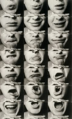 many different images of the mouth and tongue of a person with various facial expressions on their faces