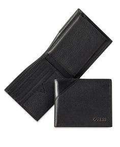 Plain and simple. This leather wallet from Guess keeps you in organized fashion. Black Wallet Men, Guess Wallet, Fashion Organization, Billfold Wallet, Guess Men, Black Leather Wallet, Designer Wallets, Black Wallet, Fold Wallet