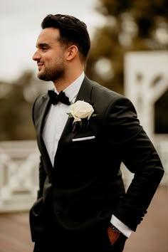 Black Tie Wedding Suit Groom, Mens Wedding Bow Tie, Groom Black Suit Bow Tie, Black Wedding Tuxedo For Groom, Black Suit Bow Tie Wedding, Black Bow Tie Groom, Black Tux With Black Tie, Black Bow Tie Suit, Black Suit With Black Bow Tie