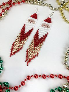 Christmas Party Beaded Dangling Earrings, Christmas Party Dangling Beaded Earrings, Beaded Dangle Christmas Jewelry, Christmas Beaded Dangle Jewelry, Christmas Dangle Beaded Earrings With Colorful Beads, Christmas Colorful Beaded Dangle Earrings, Bohemian Christmas Dangle Earrings, Bohemian Jewelry For Christmas Holiday, Bohemian Jewelry For Christmas