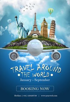 travel around the world flyer template