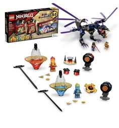 Explore a world of ninjas with 3 LEGO NINJAGO sets: 71742 LEGO NINJAGO Legacy Overlord Dragon, 70688 LEGO NINJAGO Kai's Spinjitzu Ninja Training, and 70690 LEGO NINJAGO Jay's Spinjitzu Ninja Training (429 pieces total) Includes 4 Minifigures, featuring the ultra-rare Golden Lloyd, his nemesis the Overlord, and Spinjitzu Ninja trainees Jay and Kai The LEGO set features a boy character and is packaged in a box. It comes with an impressive 23-inch length, 12-inch width, and 2.6-inch height. Get this LEGO gift set and create your world of buildings as you explore the endless possibilities of imaginative play. Ninjago Sets, Lego Gift, Ninja Training, Lego Gifts, Ninjago Kai, Piece Sign, Boy Character, Lego Ninjago, Lego Sets