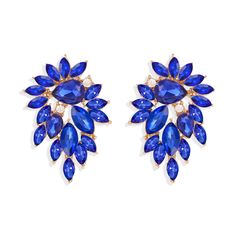 PRICES MAY VARY. Sparkly Rhinestone Earrings: The royal blue rhinestone earrings through a combination of stylish style, sparkling colors and unique design. The elegant and generous design gives the earrings a unique look. Whether it's a formal or casual occasion, these wing shaped rhinestone earrings will be your perfect accessory. Material: These cluster earrings are made of crystal, rhinestone, 316L stainless steel, hypoallergenic, nickel free and lead free, suitable for sensitive ears. Sparkling earrings will make your entire outfit stand out and get you lots of compliments. Size: Crystal statement earrings measure 1.1"(2.8cm)*0.66"(1.7cm) . Perfect size to easily match all the clothes in your closet. They are lightweight and comfortable for women of all ages and skin colors. Occasion: Crystal Cluster Earrings, Crystal Statement Earrings, Earrings For Wedding, Vintage Rhinestone Earrings, Wedding Earrings Drop, Skin Colors, Statement Drop Earrings, Art Deco Earrings, Cluster Earrings