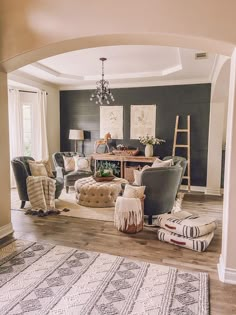 #HomeDesign #HomeInspiration #HomeDecorIdeas #HomeDecorInspiration #SittingRoom #AccentWall #ModernFarmhouse Farmhouse Sitting Room, Sitting Room Ideas Cozy, Wall Sitting, Sitting Room Ideas, Sitting Room Design, Living Tv, Sala Grande, Front Rooms, Home Office Inspiration