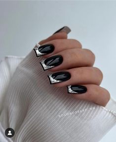 Black And White Nail, Makeup Nails Designs, Airbrush Nails, Gel Nails Diy, White Nail, Luxury Nails, Fabulous Nails