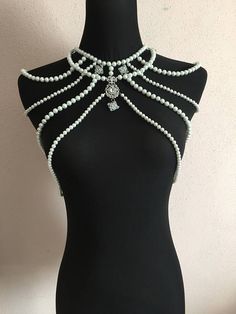 Wedding ShoulderShoulder jewelryBody necklace Shoulder Party Pearl Choker With Beaded Chain, Party Pearl Beaded Chain Choker, Party Beaded Choker Pearl Necklace, Pearl Bridal Necklace With Beaded Chain For Wedding, Pearl Bridal Necklace With Beaded Chain, Bohemian Beaded Pearl Necklace For Party, Beaded Pearl Bridal Necklace For Party, Party Pearl Drop Beaded Necklaces, Pearl White Beaded Necklaces For Party