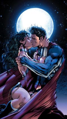 superman and lois kissing under the moon